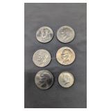 Five Eisenhower Dollars And One 1969 Kennedy