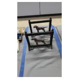 Vintage cast iron dog boot scrapers and light