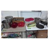 Aluminum pots roaster glasses grinder etc