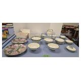 Oriental sake set plates toy bears