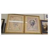 Pair of gold Gilt framed Victorian prints