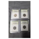 Set of four Buffalo nickels
