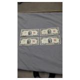 Four $2 Red seal notes