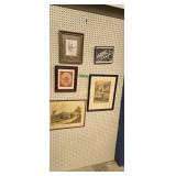 Five framed prints
