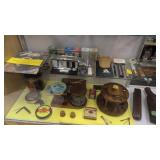 Lots of vintage pipe smokers stands and supplies
