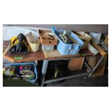 Workbench with porch lights, office supplies, etc