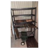 Metal shelf with copper tubing, metal rods and