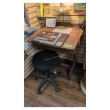 Antique school desk with roll around desk chair