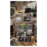 Rotating display case with belt buckles pewter