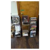 Three magazine racks with various firearms