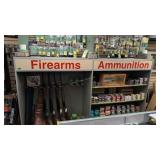 Firearms ammunition wall display cabinet with