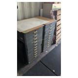 Pair of metal storage cabinets with drawers,