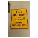 Delaware State game refuge medal sign 10x8