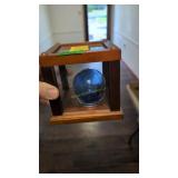 Antique blue glass Target bulb with wooden case