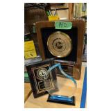 Plaques and awards clock drafting kit etc as shown