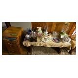 Vintage mixer oil lamp wooden stand as shown