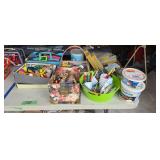 Paint brushes, toys, tools as shown