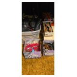 Shoes etc under table