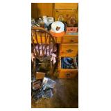 Vintage desk chair and contents