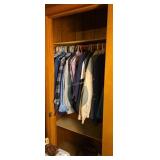 Jacket, shirts etc in closet various sizes