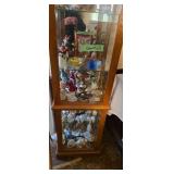 Contents of curio cabinet, figurines statues,