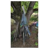 Yard tools, flower pots, umbrella, etc