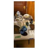 China glassware plates cuckoo clock as shown