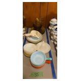 Vintage glassware and wall clock