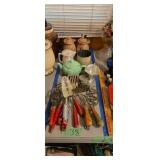 Vintage kitchen utensils, teapots, Honey pot etc