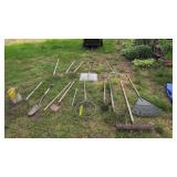 Lot of yard tools bait bucket dip nets