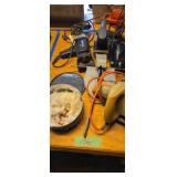 Skilsaw, sander, drill, anchor, etc