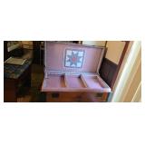Antique trunk with tray refinished and lined