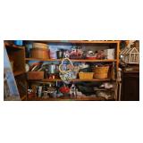 Shelf lot of vases aluminum pot household items