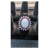 Ring With Hallmarks And  #875 Double Halo