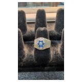 14k Gold Blue Sapphire Ring 7.7 G Size 8 1/2