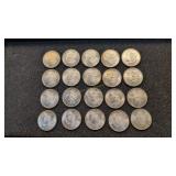 Roll of 20 Morgan silver dollars 1901-O look to