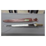 Contemporary sword with leather scabbard 31 in