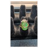 18k Gr Green Jade Ring 6.4 G Size 7 1/2