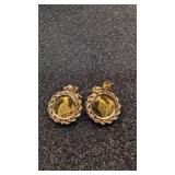 Isle of Mann cat coin earrings with 18K gold b