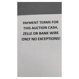 Payment terms for this auction cash, Zelle or