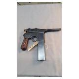 Mauser C96 Broom Handle Red 9 Pistol 9x9 Caliber