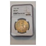 1924  U. S. $20 gold piece NGC certified ms65+
