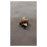 14k gold tested fly pin with diamonds and rubies