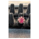 14k Gold Ruby And Moissanite Ring 8.7 G Size 8-1/4