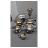 7-Piece lot of sterling silver goblet creamers