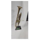 Vintage Brass Trumpet With Display Stand