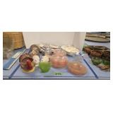 depression glass platter etc