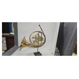 Vintage French Horn On Display Stand