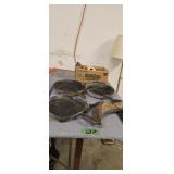 cast iron frying pans string antique shoe etc