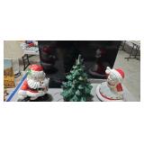 small flat screen TV ceramic Christmas tree with